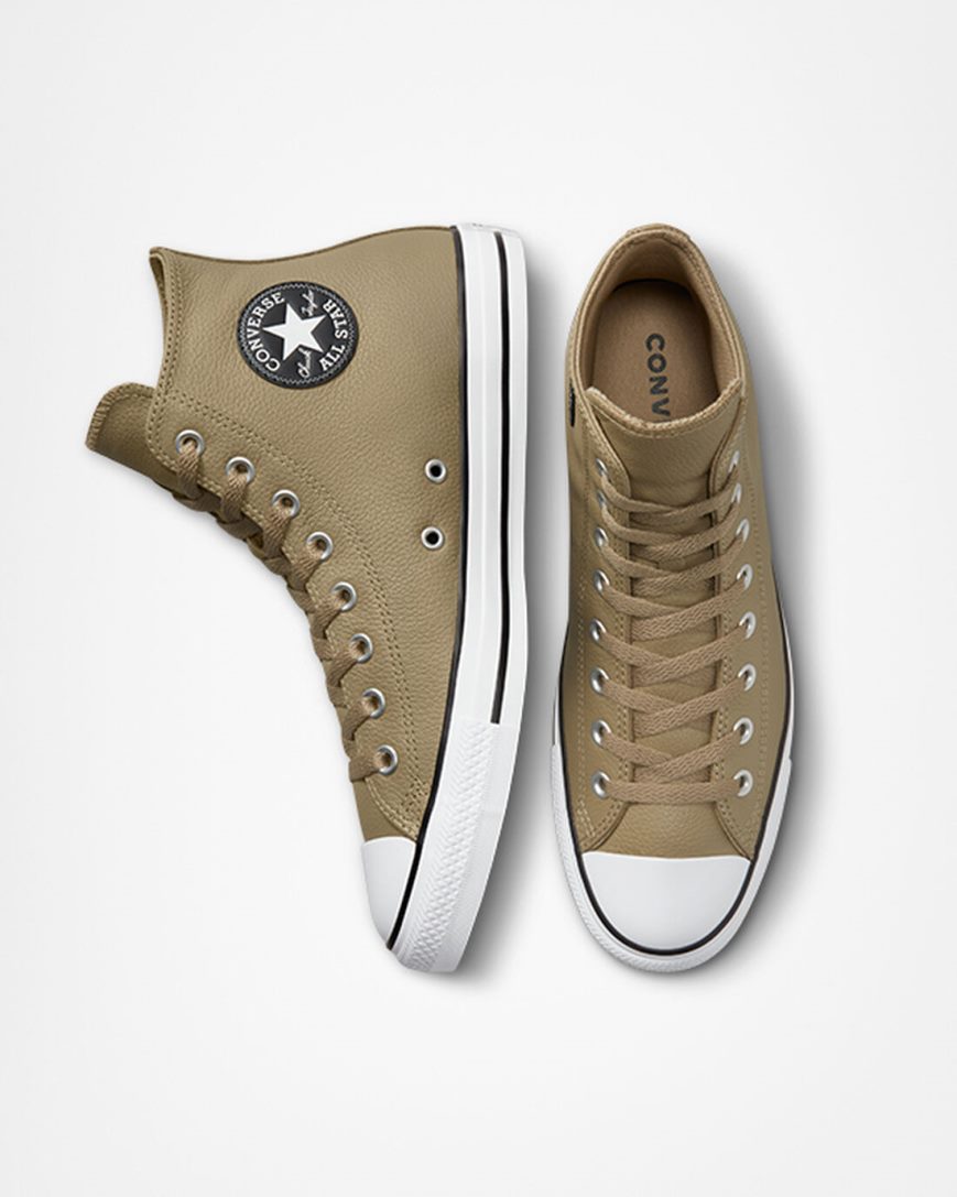 Pánské Boty Vysoké Converse Chuck Taylor All Star Læder Hnědožlutý | CZ ACFE74